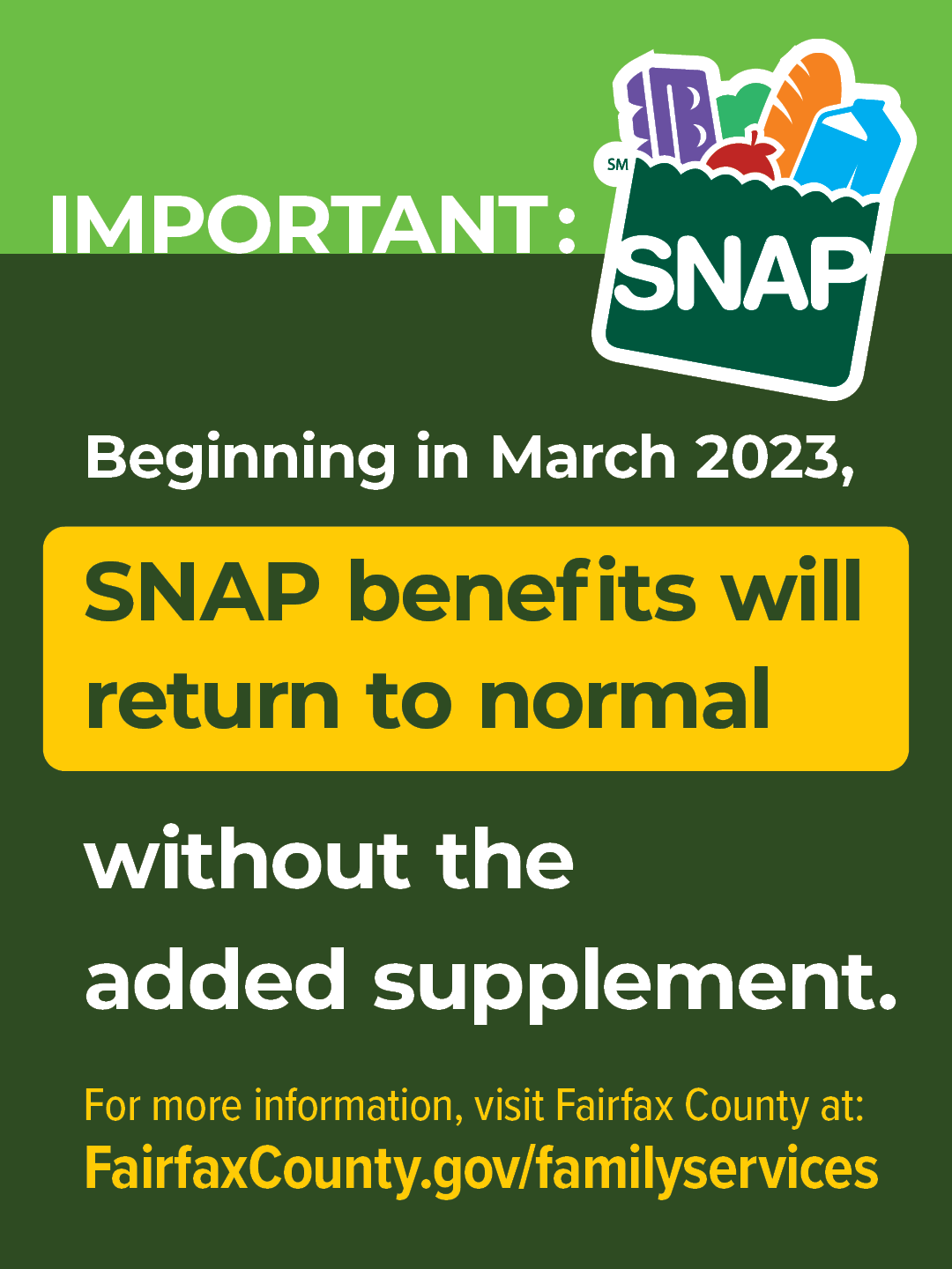 Changes to SNAP Benefits Family Services